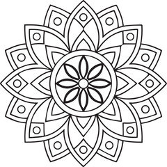 Flower Mandala Coloring Template – Intricate Symmetrical Pattern