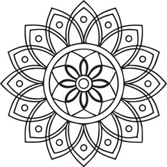 Flower Mandala Coloring Template – Intricate Symmetrical Pattern