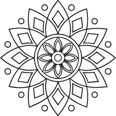 Flower Mandala Coloring Template – Intricate Symmetrical Pattern