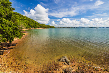 Beautiful beach on the tropical sea at Pink Stone Yard, Channthaburi Province, Thailand.