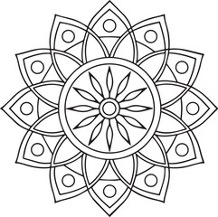 Flower Mandala Coloring Template – Intricate Symmetrical Pattern