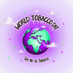 World No Tobacco Day graphic with crossed out cigarettes on Earth  isolate on white background Download.