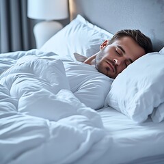 Man sleeping peacefully in bed