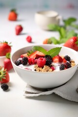 delicious porridge with berries for breakfast