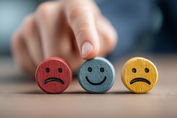 Colorful Emotion Selection Buttons Representing Mental States.Generative AI