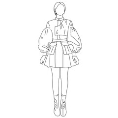 line shaped model of woman with modern elegant clothes