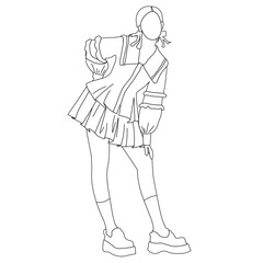 line shaped female model posing with modern elegant clothes