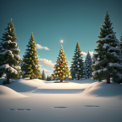 Obraz premium christmas tree in the snow