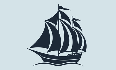 Sailing ship silhouette, Sailing ship illustration, Vintage sailboat vector, Ocean ship graphic, Nautical vessel silhouette, Tall ship icon