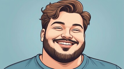 Plus size man Tilting the head slightly with a playful smile background