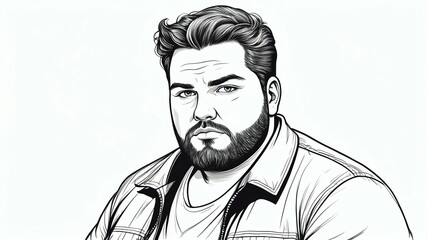 Plus size man Staring straight ahead with a confident gaze background