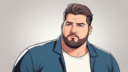 Plus size man Staring straight ahead with a confident gaze background