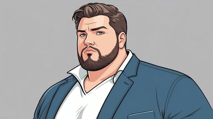 Plus size man Staring straight ahead with a confident gaze background