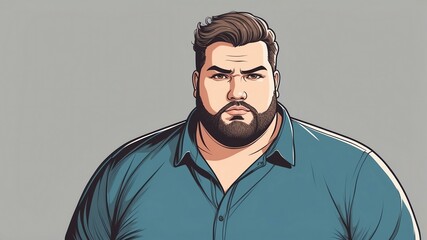 Plus size man Staring straight ahead with a confident gaze background