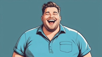Plus size man Smiling brightly with eyes wide open in excitement background
