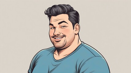 Plus size man Raising one eyebrow with a confident, cheeky smile background