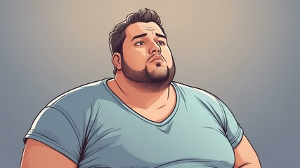 Plus size man Looking up thoughtfully, with a contemplative expression background