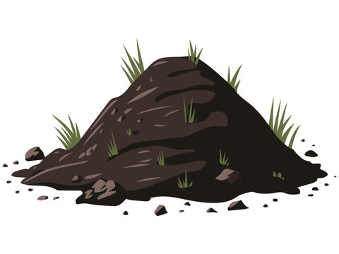 brown soil pile with green grass clip art preview