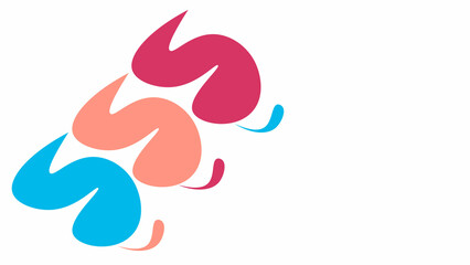 Red pink and blue abstract logo design with layered fluid shapes on white background, great for modern branding, design templates, and visual graphics