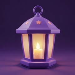 Illuminated Purple Lantern with Candle Light Animation
