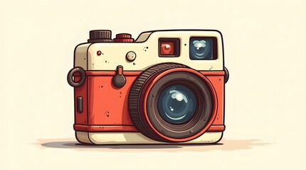 Retro camera illustration. Vintage design, perfect for creative projects and nostalgia themes.