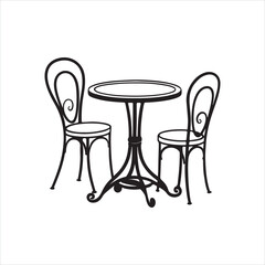 Bistro Table and Chair Silhouette Clipart