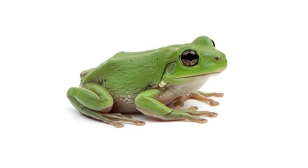 Obraz premium Green Frog on White Isolated Background High Quality Image