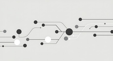 Abstract Network: Interconnected Nodes and Lines on Gray