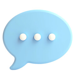A light blue speech bubble with three white dots indicating someone is typing or thinking message isolated on transparent background