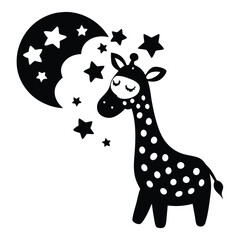 Fototapeta premium giraffe black silhouette illustration 