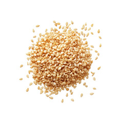 Heap of Sesame Seeds with Seeds Scattering on Black Background