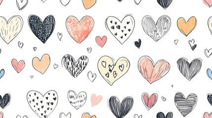 Set Of Charming, Hand Drawn Heart Doodles On White Background For Designs That Convey Love, Affection And Creativity
