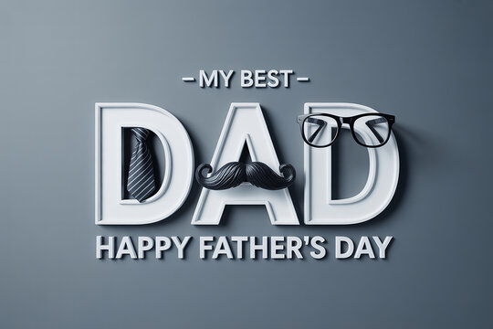 Happy fathers day dad tie glasses mustache greeting card design perfect for dad special occasion celebration gift - Powered by Adobe