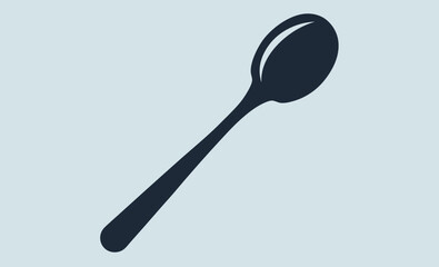 Dessert spoon silhouette, Spoon utensil icon, Small spoon vector, Black spoon graphic, Simple spoon outline, Kitchen spoon shape