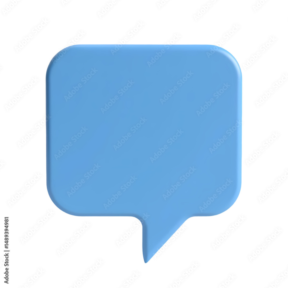 Poster a light blue speech bubble with rounded corners and a pointed bottom design element isolated on tran