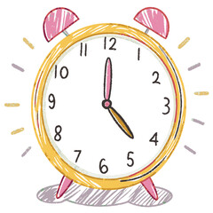 Vintage alarm clock showing time with colorful design representing time management and punctuality.