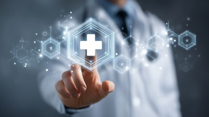 Smart Medical Access Through Virtual Touchscreen Symbol.Generative AI