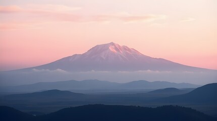 Fototapeta premium Central Mountain Shadowed by a Gentle Pink Sunset