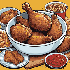 fried chicken vector for design purposesIllustrator Artwork