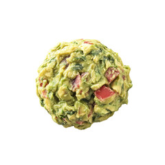 Delicious Guacamole Dip with Red Bell Peppers - Overhead Close-up Shot