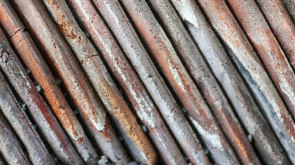 Rusty Metal Rods Texture Close-Up Detail of Weathered Industrial Material