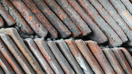 Stacked Clay Roof Tiles A Textured Architectural Detail