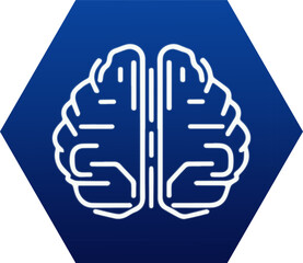 Vector Brain icon with blue gradient background 