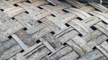 Close-up Texture of Interwoven Bamboo Strips  A Detailed Look at Traditional Weaving