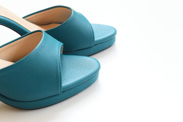 green high heels shoes on white background