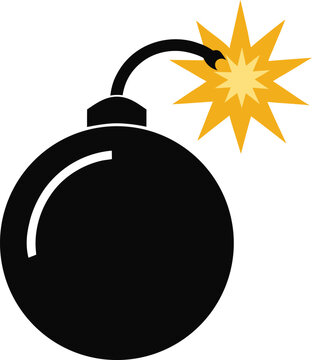 recommend clip art: Cartoon Bomb with Lit Fuse and Yellow Explosion Vector Illustration. Cartoon Bomb Icon with Lit Fuse and Explosion Clipart