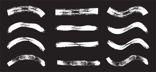 Brush strokes. Black pen marker shapes. Hand drawn line, Square, wave lines symbol highlight marker shape. Vector illustration