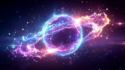 Obraz premium Cosmic Energy Portal with Radiant Plasma Swirls.Generative AI