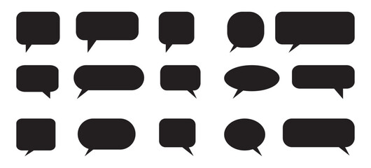 Black Speech Bubble Icons Set. Different Speech bubbles for talk, dialogue, decoration. Vector illustration.