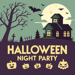 Halloween Night Party Poster Template